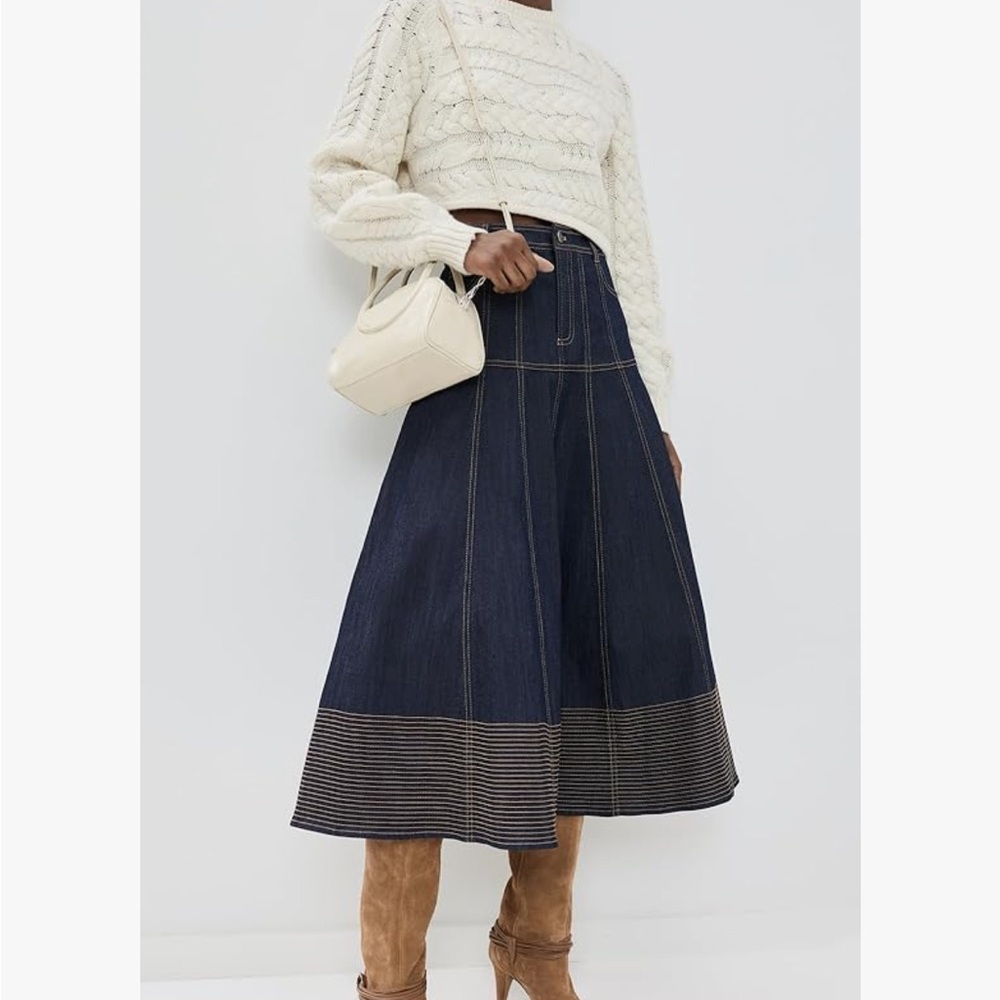 Elegant Denim Midi Skirt